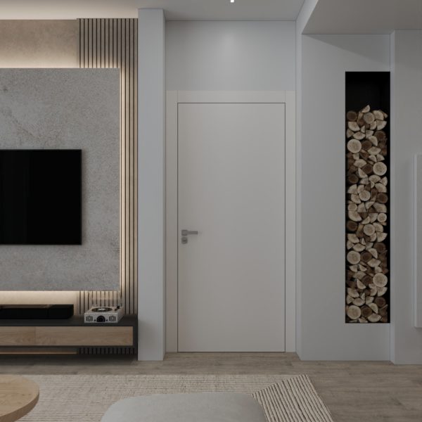 Hall design with fireplace