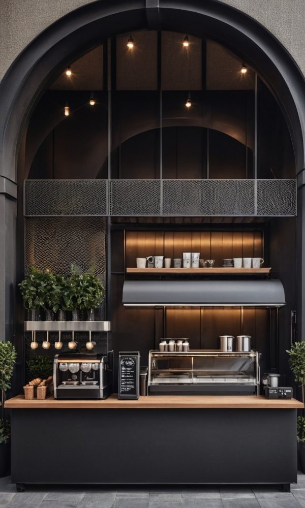 Coffe metal mesh (11) Coffee shop with Expanded Metal Design