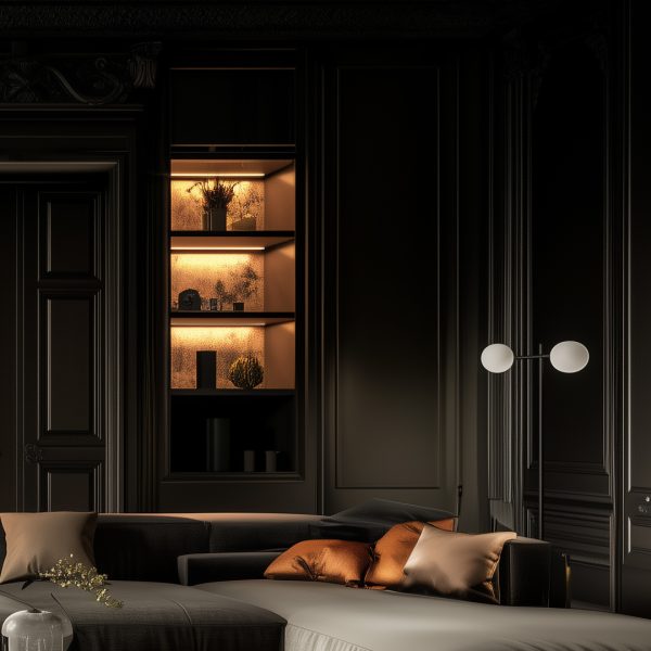 Black apartment interior design