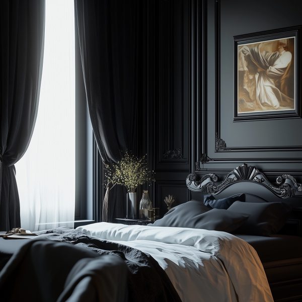 Black apartment interior design