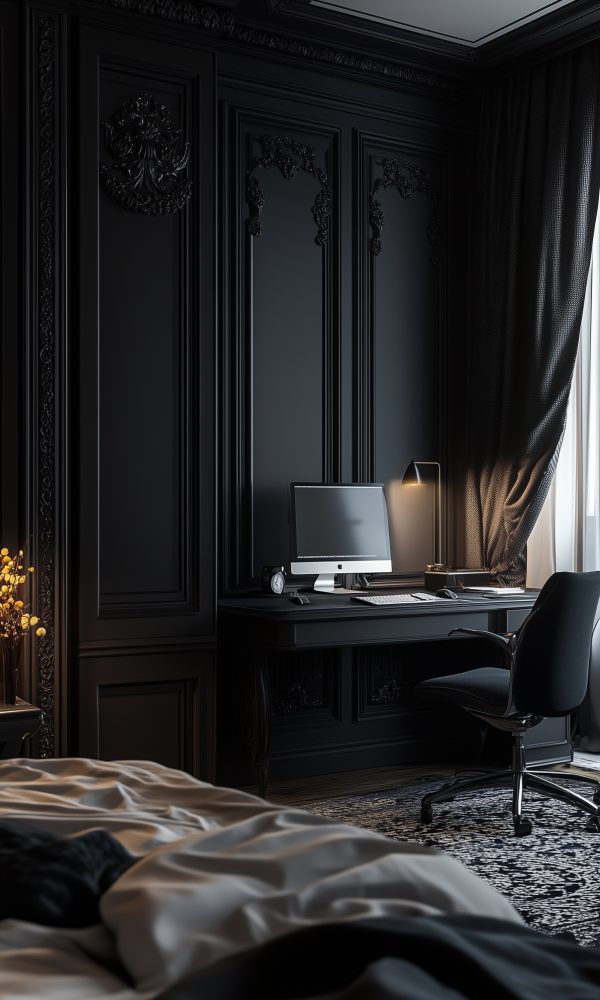 Neocalsical-apartment-1-(12) Black apartment interior design