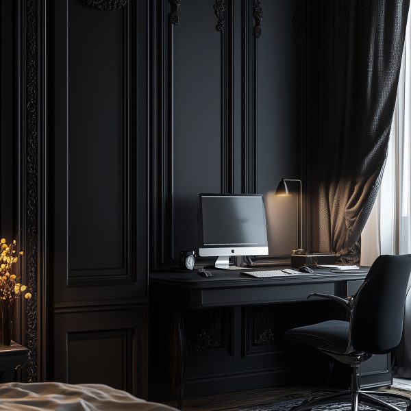 Black apartment interior design