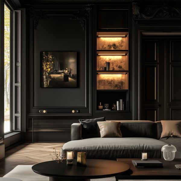 Black apartment interior design