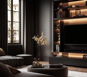 Black apartment interior design