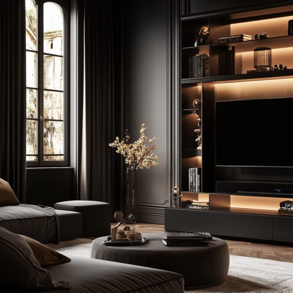 Black apartment interior design
