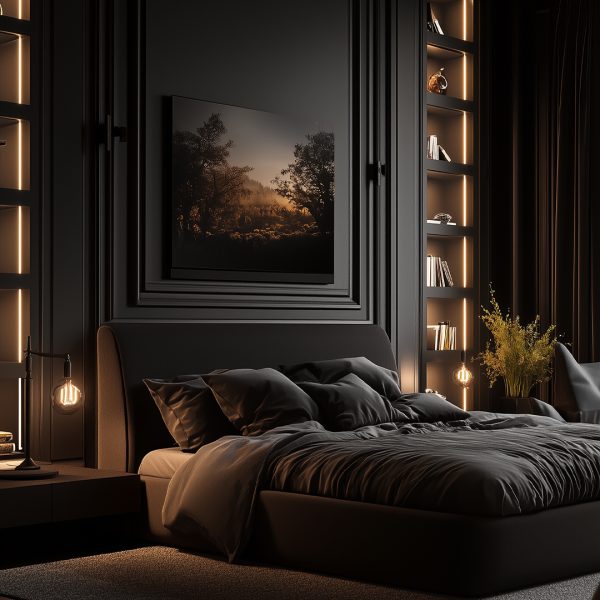 Black apartment interior design