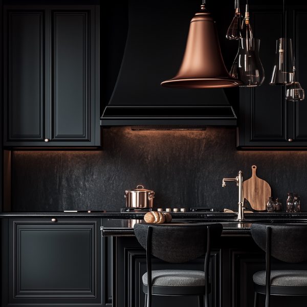 Black apartment interior design