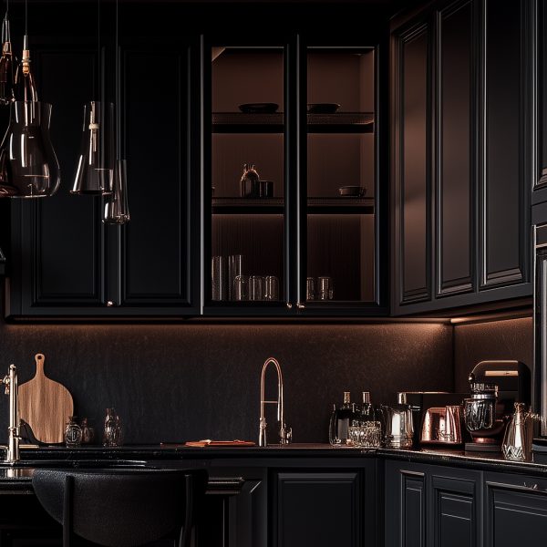 Black apartment interior design
